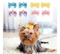 Alomejor Couronne pour Animaux de Compagnie, 20 Pièces, Nœuds de Cheveux, Bandes en Caoutchouc élégantes, Accessoires de Toilettage pour Petits Chiens, 1,3 Pouces, Couleur Aléatoire