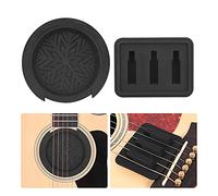 Alomejor Coussin de Sourdine de Guitare, Couvercle de Trou de Son en Silicone pour la Pratique de la Guitare Acoustique, avec Coussin de Sourdine Durable pour un Volume Réduit (BLACK)