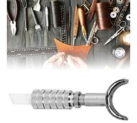 Alomejor Couteau rotatif manuel en cuir, lame en céramique douce, ensemble d'outils de bricolage blanc pour sculpter des motifs en cuir fin (#1)