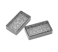 Alomejor Couvercle de Micro de Guitare, Couvercle de Micro Humbucker en Métal, Finition Noire à 12 Trous, Espacement du Manche de 50 Mm et du Pont de 52 Mm, Figurine de Fleur Vintage pour les