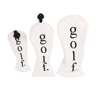 Alomejor Couvre-têtes de Club de Golf, Ensemble de Couvre-Chefs de Club de Golf en Cuir PU Résistant à l'eau et aux Coupures avec Doublure en Peluche, pour équipement D'entraînement de (White)
