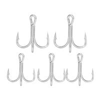 Alomejor Crochets de Pêche Triple Round Bend Crochets Triples pour Eau Douce et Mer 1/0# Lot de 10 Pièces Acier Corrosion Résistant Pêche Carnassiers Marins et Lacustres