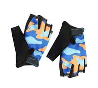 Alomejor de Vélo pour Enfants de Cyclisme Demi-Doigts en Polyester Respirant 8 X 13 Cm Poignée Antidérapante 3 Touches pour Le Vélo, Le, Les Sports de Plein Air pour Les Enfants (Bleu et Orange)