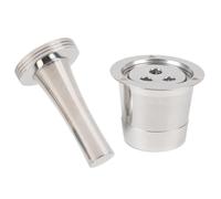 Alomejor Dosette de café en Acier Inoxydable, Capsule de café Réutilisable avec Conception à 3 Trous pour 201 301 Dual Brew Pro, Comprend une Cuillère à Brosse à Marteau