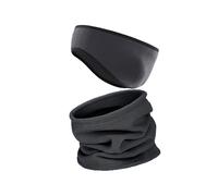 Alomejor Ensemble Bandeau et Cache-cou en Polaire pour L'hiver Chaud, Tissu de qualité, Couleurs Traditionnelles, Ski et Escalade (gris foncé)