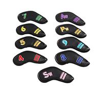 Alomejor Ensemble de 9 Couvre-têtes de Fer de en PU Imperméables avec Polaire Fine et épaisse pour la Protection du Club, Broderie Colorée, pour Une Identification Facile (Black)