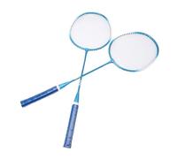 Alomejor Ensemble de Badminton Professionnel, Raquette de Badminton en Alliage de Fer avec Point Doux élargi et Conception de Tige Centrale Mince, avec 2 Raquettes et 3 Volants, Boîte de (Blue)