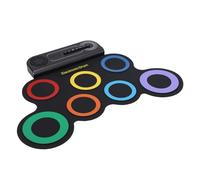 Alomejor Ensemble de Batterie électronique Enroulable, Haut-Parleur Stéréo intégré avec 7 Pads, 2 Pédales, Batterie Rechargeable pour la Pratique des Enfants