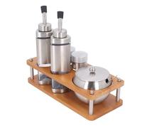 Alomejor Ensemble de Bouteilles Distributrices D'huile et de Vinaigre, Porte-sel en Acier Inoxydable 304 avec Base en Bois, Fonction d'étanchéité pour les Besoins de Cuisine