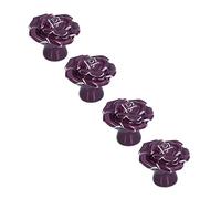 Alomejor Ensemble de Boutons D'armoire en Céramique Durable en Forme de Rose, pour une Décoration de Maison élégante, Facile à Installer, pour Armoires, Design Européen (PURPLE)