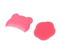 Alomejor Ensemble de brosses pour bébé en silicone doux, peigne incurvé à dents rondes, élimine la saleté fœtale pour les nouveau-nés (rouge)