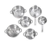 Alomejor Ensemble de Casseroles et Poêles en Acier Inoxydable, Chauffage Efficace, Batterie de Cuisine Facile à Nettoyer, Ensemble de 6 Pièces Robustes pour les Chefs à Domicile