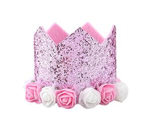 Alomejor Ensemble de Chapeaux et Nœuds Papillon en Forme de Couronne de Fleurs pour Animaux de Compagnie, Casquettes Brillantes Réglables pour Chiens et Chats à la Mode, Idéal pour les Fêtes de (PINK)