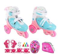 Alomejor Ensemble de Chaussures de Patinage à roulettes pour Enfants, avec Bout épais et Coussinets de sécurité, adapté aux Pointures 31 à 34, Couleur Verte (#2)