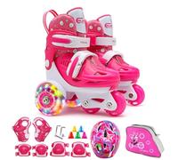 Alomejor Ensemble de Chaussures de Patinage à roulettes pour Enfants, avec Bout épais et Coussinets de sécurité, adapté aux Pointures 31 à 34, Couleur Verte (#12)