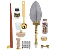 Alomejor Ensemble de Cire de Stylo à Plume Rétro avec Baril Oblique de Calligraphie Anglaise pour écrire, Croquis et Dessin (SP225064 gris nacré)