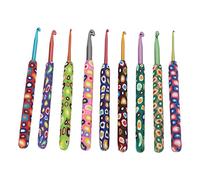 Alomejor Ensemble de Crochets Ergonomiques Colorés pour Débutants, Soulage le Stress, Kit de 9 Aiguilles à Crochet en Aluminium pour le Crochet, le Tricot, Cadeau Parfait