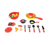 Alomejor Ensemble de Jeu de Cuisine pour Enfants avec Lumières et Sons, Jouets de Cuisine pour Tout-Petits à Partir de 3 Ans, Garçons et Filles, Comprend Une Poêle à Frire, des Cuillères, (Rouge)