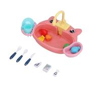 Alomejor Ensemble de Jeu D'évier de Cuisine, Jouet D'imitation en Plastique avec Robinet électrique à Circulation d'eau et Robinet Rotatif, pour Les Enfants de Plus de 3 Ans