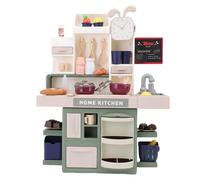 Alomejor Ensemble de Jeux de Cuisine pour Enfants, Sons de Poêle D'évier de Pulvérisation Léger avec Sortie d'eau, Prétend de Cuisson Verte Ensemble pour Les Tout-Petits Jeu en Salle