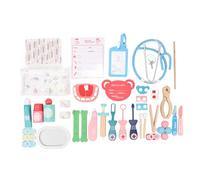 Alomejor Ensemble de Jouets de Médecin pour Enfants, Outils de Dentiste de Stéthoscope de Jeu de Simulation en Bois avec équipement D'injection de Simulation pour la Maternelle Préscolaire