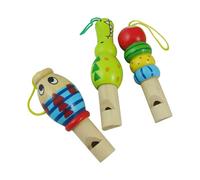 Alomejor Ensemble de Jouets de Sifflet en Bois pour Enfants, 3 Pièces, Sifflets en Forme D'animal avec Motifs de Clown Crocodilien en Forme de Poisson