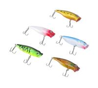 Alomejor Ensemble de Leurres de Pêche Popper, Design Réaliste pour Les Appâts de Surface Résistants aux Accrocs de Bar, 7cm, 5 Pièces