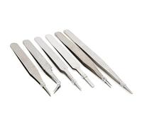 Alomejor Ensemble de Pinces Antistatiques à Pointe Fine en Acier Inoxydable 6 Pièces pour Outil de Réparation de Circuits Imprimés électroniques, adapté au Travail de Précision, matériau: Acier