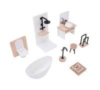 Alomejor Ensemble de Salle de Bain pour Maison de Poupée à L'échelle 1:12, Meubles Miniatures de 8 Pièces avec Lavabo, Toilettes, Baignoire, Cabine de Douche, pour Accessoires et