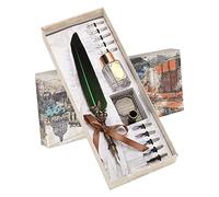 Alomejor Ensemble de Stylos à Plumes Vintage, Kit D'écriture élégant pour Emballage de Boîte-cadeau, adapté aux Amoureux, aux Enseignants âgés (vert foncé)
