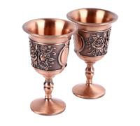 Alomejor Ensemble de Verres à Vin élégants en Métal gaufré Vintage pour Bar à la Maison 2 Pièces, Matériau en Alliage de Zinc pour Armoire à Vin, Décor de Table Basse (Or Rose)