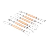 Alomejor Ensemble D'outils de Sculpture en Argile, Durable pour les Débutants en Bricolage Artisanal, 6 Pièces en Bois et Métal 8.1 Pouces pour les Projets Artistiques