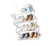 Alomejor Étagère à Chaussures Pliable à 4 Niveaux pour économiser de l'espace dans Le Placard de la Chambre et de L'entrée, étagère à Chaussures Design Facile à Utiliser pour Organisateur de (White)
