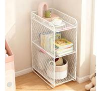 Alomejor Étagère de Rangement en Métal, Support Robuste, Table Latérale élégante pour Chambre à Coucher, Salle de Bain (White)