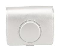 Alomejor Étui en Cuir PU pour Appareil Photo à Rabat Magnétique Vintage pour Mini, Résistant aux Rayures avec Bandoulière Portable, Design Rétro, Matériau Doux pour la Peau (Silver)