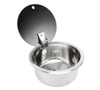 Alomejor Évier de Bar pour Camping-car, évier de Bar Rond en Acier Inoxydable 304 avec Couvercle en Verre trempé, Bol Simple de 11,8 X 5,7 Pouces, Trou de Vidange de 40 Mm, Montage encastré pour