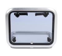 Alomejor Fenêtre de de Trappe Marine, Fenêtre de Trappe de Pont de Bateau en Alliage d'aluminium 17 X 21 Pouces avec Verre trempé, Tige de Support à 90 Degrés, Joint étanche pour Toit de Cabine de