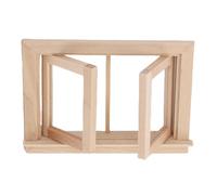Alomejor Fenêtre Miniature avec Une Décoration de Poussée de Bois de Bois de Vie de Poupée 2 pour L'emplacement de la Maison des Poupées et Le But
