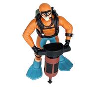 Alomejor Figurine de Plongée sous-Marine 4 Pièces, Poses Réalistes avec équipement de Plongée pour Décoration D'aquarium, Jouet D'exploration Océanique, (Enfonceur de pieux Orange 5,91x1,97x0,98