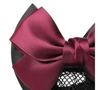 Alomejor Filet Snood à Nœud Papillon, Pince à Cheveux élégante, Couverture de Chignon pour Serveuse élégante, Matériau Noir (Filet Bowknot Rouge)