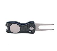 Alomejor Fourche Verte de, Outil Pliable avec Marqueur de Balle Magnétique, Outil de Réparation Durable en Acier Inoxydable pour l'entretien des Parcours (Black)