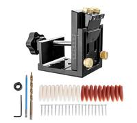 Alomejor Gabarit de Perçage de Poche en Aluminium, Guide de Perçage, Kit de Gabarit de Trou de Poche, Profondeur Réglable à 15 Degrés de 12 à 45 Mm avec Vis et Bouchons pour l'assemblage de Meubles,