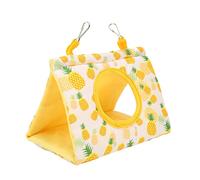 Alomejor Hamac Triangulaire en Polyester pour Perroquets, Nid d'hiver Confortable, Lit pour Jolis Oiseaux, avec Trou et 2 Crochets, pour Toutes Les Saisons (Ananas Jaune)