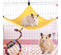 Alomejor Hamac Triangulaire pour Petit Animal de Compagnie, Lit Suspendu Sûr et Durable pour écureuil, Hamster, Cochon d'Inde, fabriqué en Toile de Haute qualité, adapté à Toutes Les Saisons (Yellow)