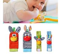 Alomejor Hochets Chaussettes pour bébé avec Design de Sangle Sécurisée | Peluche animale, Couleur vive, Coton doux, Améliore la coordination