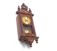 Alomejor Horloge à Pendule Miniature à L'échelle 1:12, Horloge Murale Vintage pour Maison de Poupée avec Ornement de Cheval cabré, Cadran à Chiffres Romains, Pendule Fonctionnel pour la (Brown)