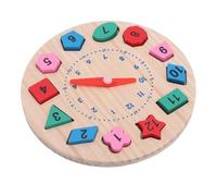 Alomejor Horloge D'enseignement en Bois, Forme de Trime de Couleur Temps d'apprentissage des Activités d'apprentissage pour la Maternelle Préscolaire 3,4,5,6 Ans