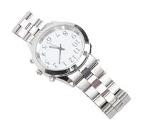 Alomejor Horloge Parlante Analogique, Alarme, Grand Cadran, Bracelet élastique en Acier Inoxydable, pour Personnes Aveugles, Personnes âgées Ayant des Problèmes de Vision