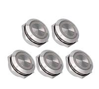 Alomejor Interrupteur à Bouton-poussoir en Métal, étanche, momentané, pour Systèmes D'allumage, Appareils Ménagers, Acier Inoxydable Durable, 19mm, 5 Pièces (AC220V rouge)