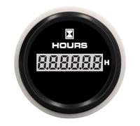 Alomejor Jauge de Compteur Horaire Numérique de 52 Mm avec Lunette en Acier Inoxydable 316L Cadran Noir 0 à 99999,9 H Rétroéclairage 7 Couleurs IP67 9 à 32 V pour Générateur de Moteur de Bateau Marin